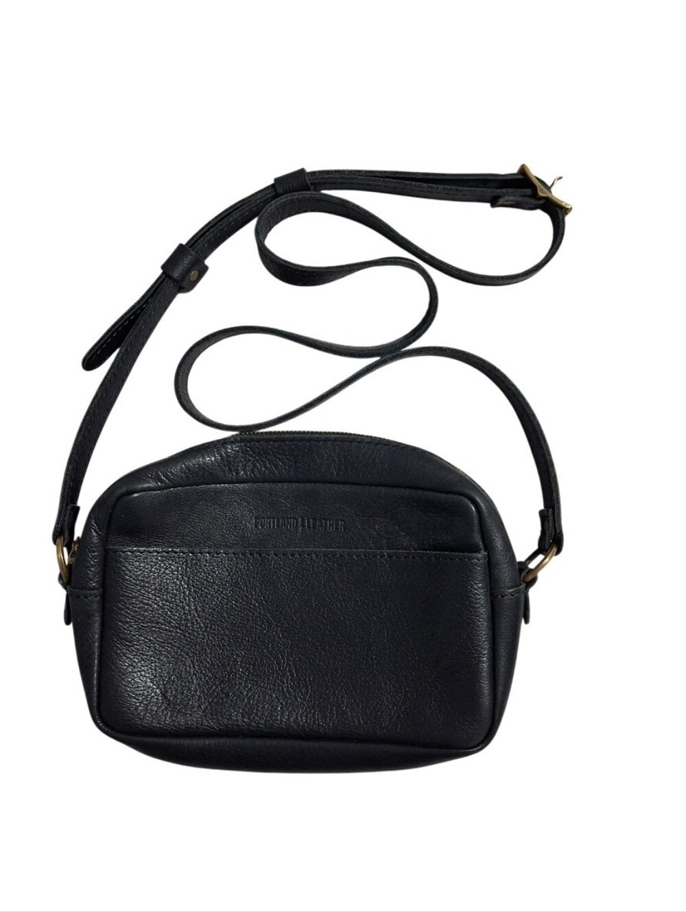 Portland Leather Bag Black Leather Zipper Crossbody Shoulder Purse